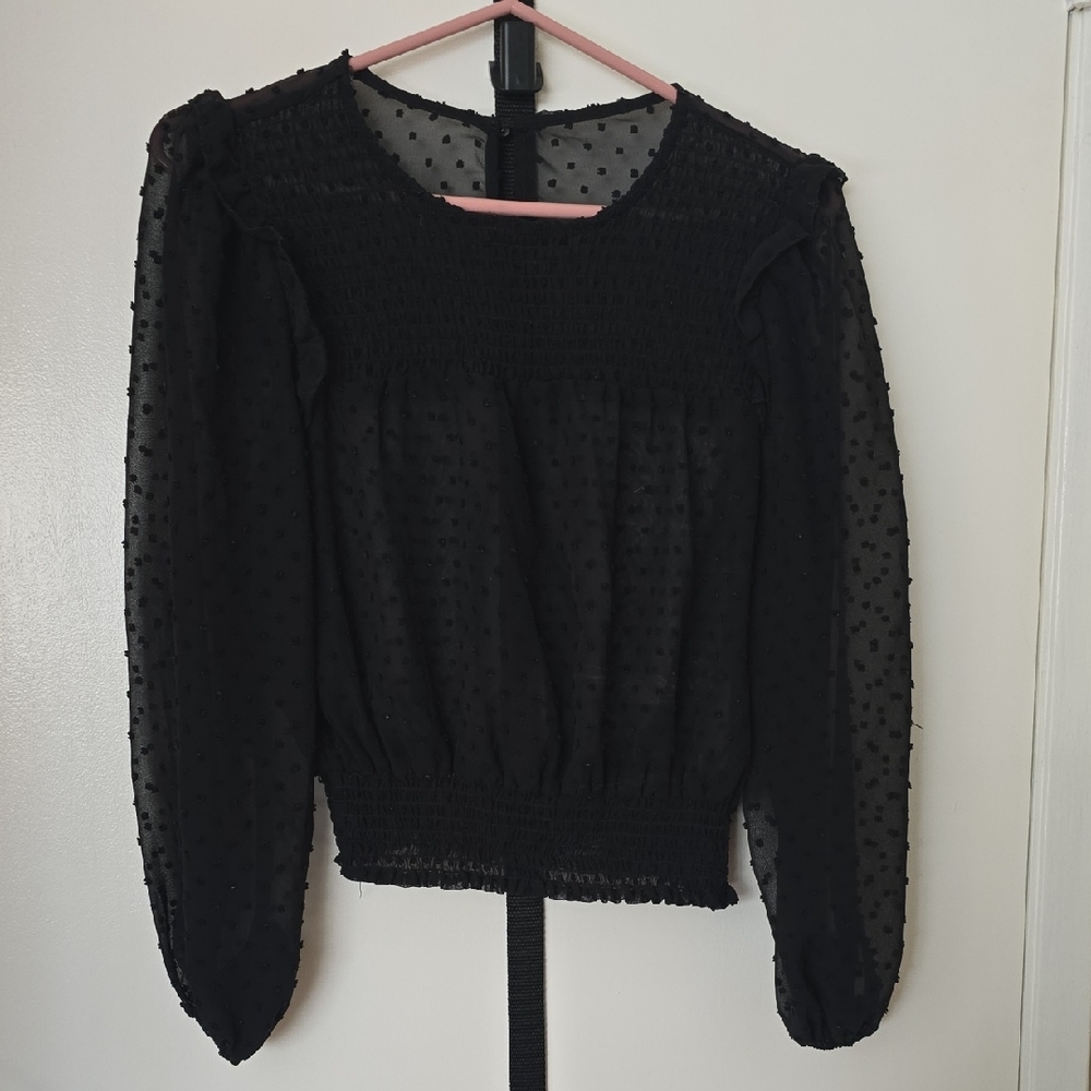 Elegant Black Sheer Women's Top